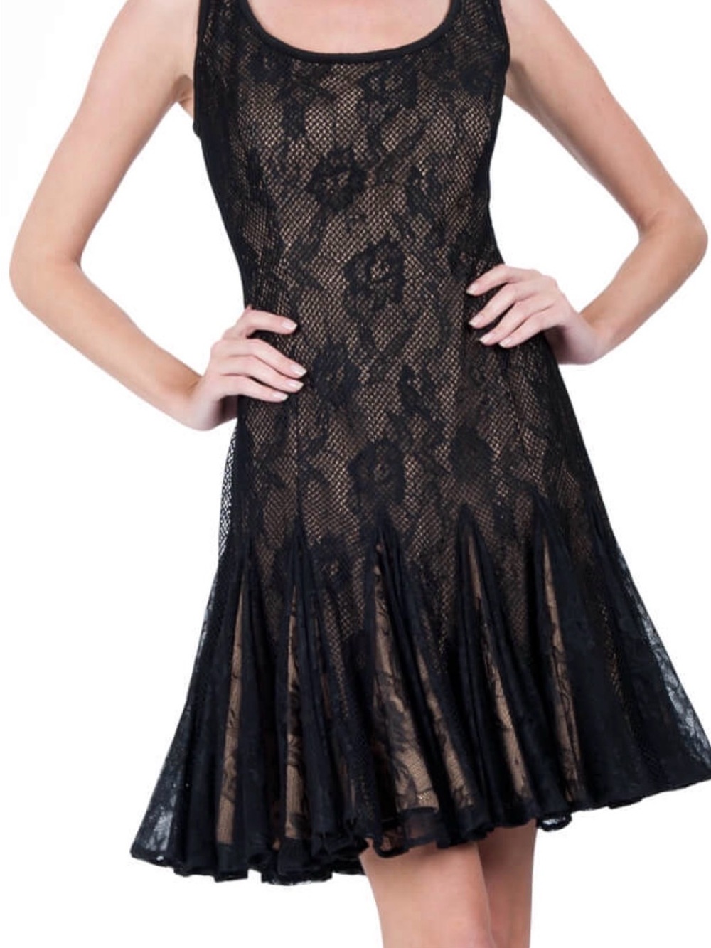 Tadashi Shoji Black Lace Floral Dress